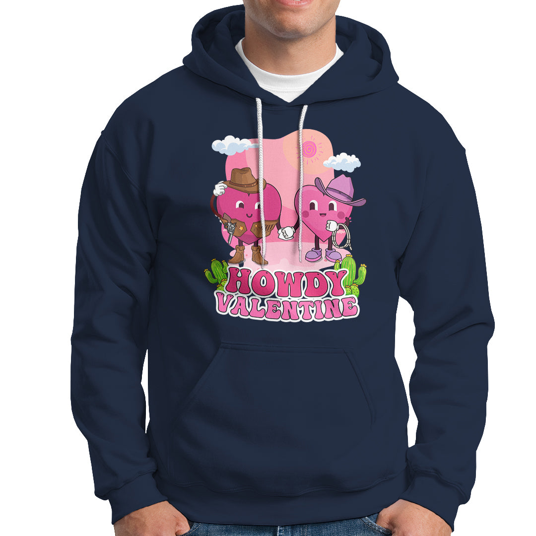 Howdy Valentine Retro Groovy Cartoon Lovely Heart Hoodie - Wonder Print Shop
