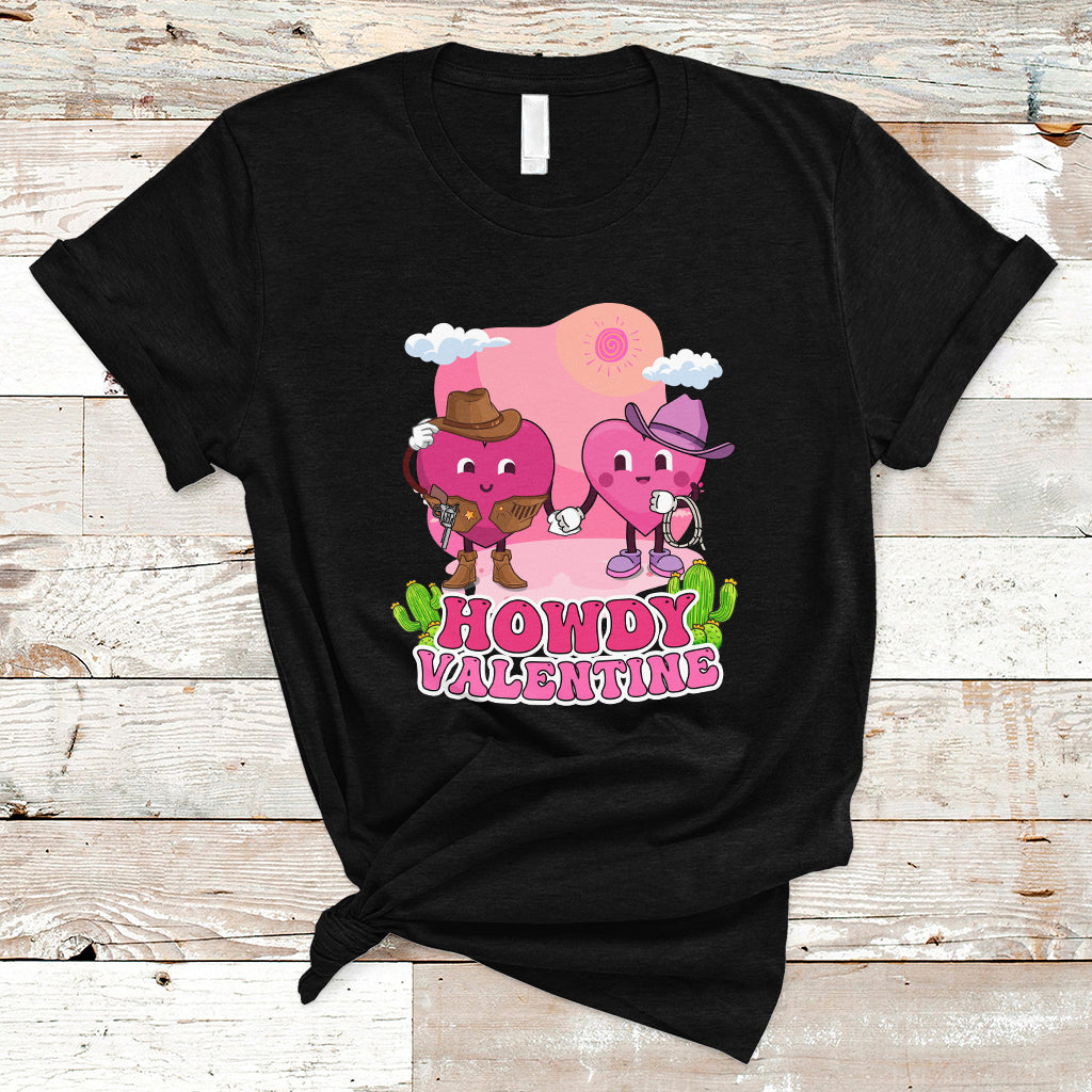 Howdy Valentine Retro Groovy Cartoon Lovely Heart T Shirt - Wonder Print Shop