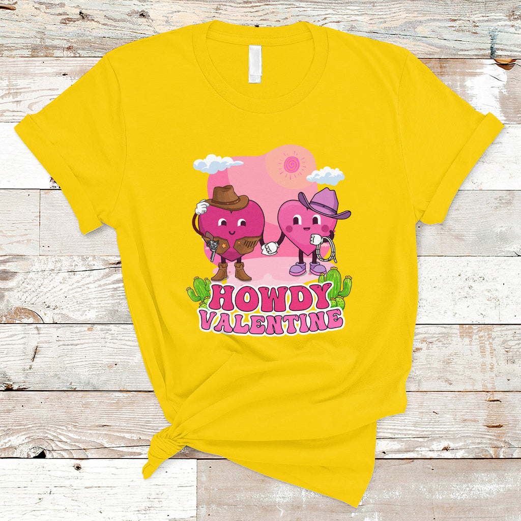 Howdy Valentine Retro Groovy Cartoon Lovely Heart T Shirt - Wonder Print Shop