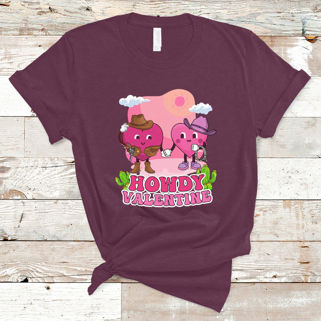 Howdy Valentine Retro Groovy Cartoon Lovely Heart T Shirt - Wonder Print Shop