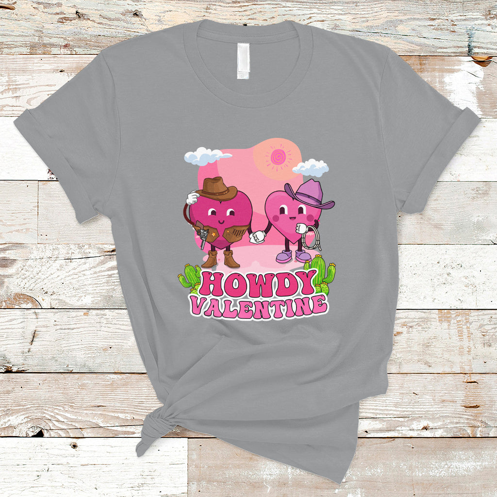 Howdy Valentine Retro Groovy Cartoon Lovely Heart T Shirt - Wonder Print Shop