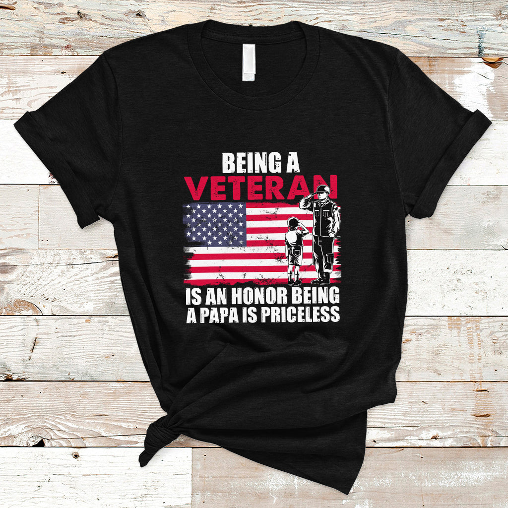 Veteran Dad T Shirt Being A Veteran Is An Honor Being A Papa Is Priceless - Wonder Print Shop