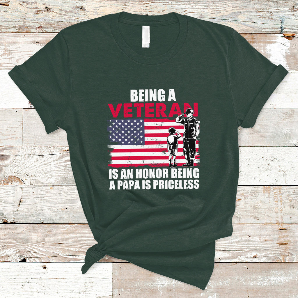 Veteran Dad T Shirt Being A Veteran Is An Honor Being A Papa Is Priceless - Wonder Print Shop