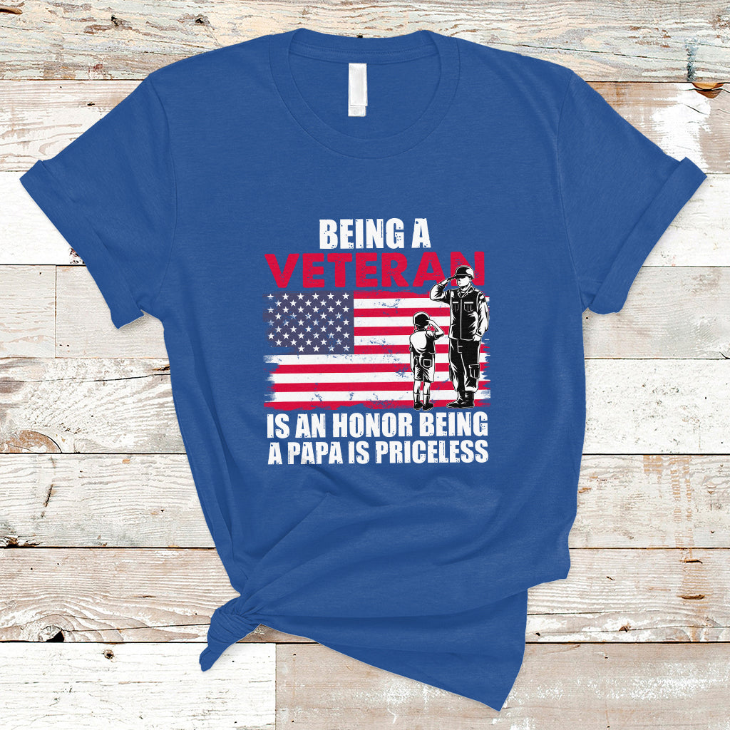 Veteran Dad T Shirt Being A Veteran Is An Honor Being A Papa Is Priceless - Wonder Print Shop