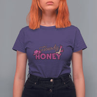 Women’s purple T-shirt with “Howdy Honey” graphic on the chest