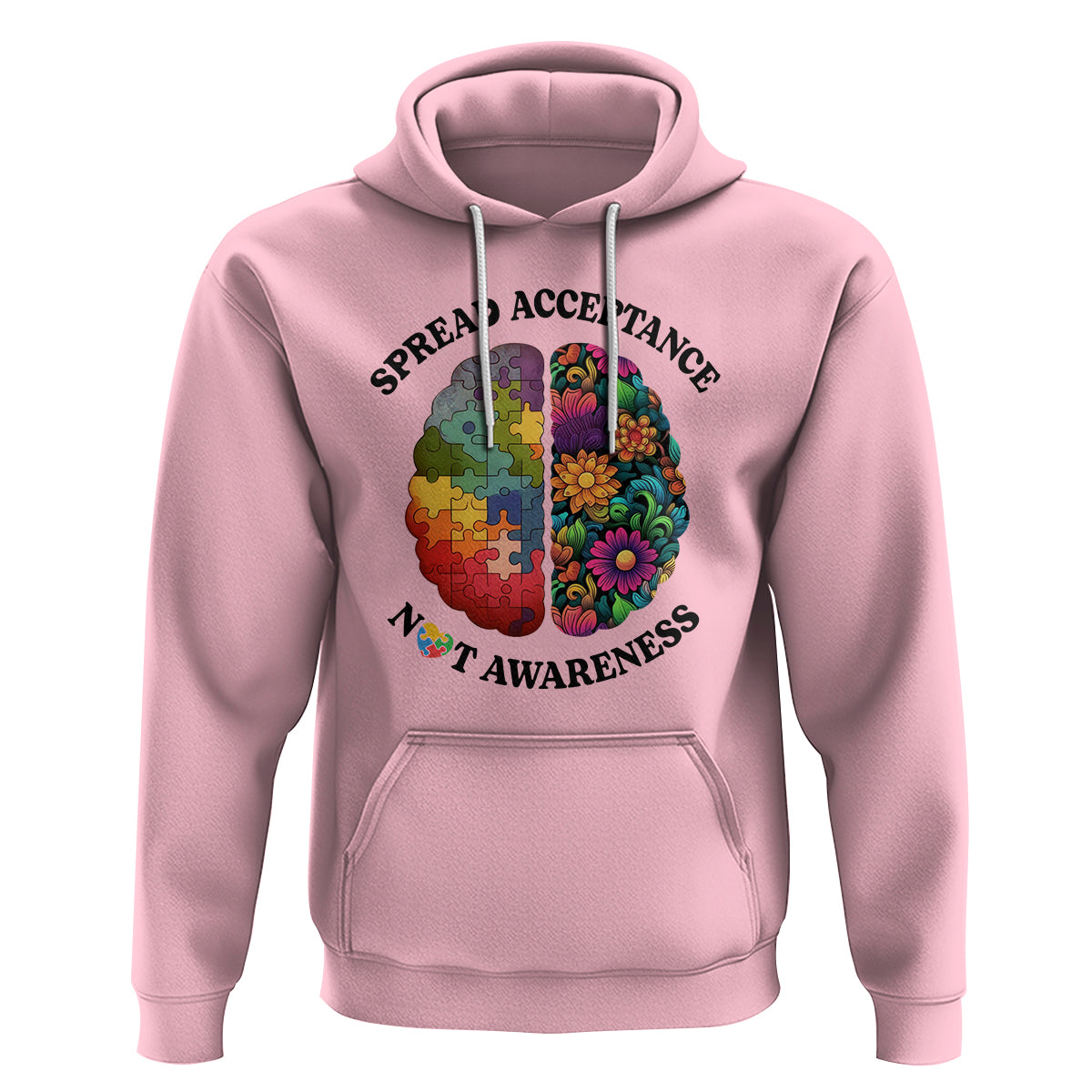Accept Autism Hoodie Spread Acceptance Not Awareness Neurodiversity Brain - Wonder Print Shop