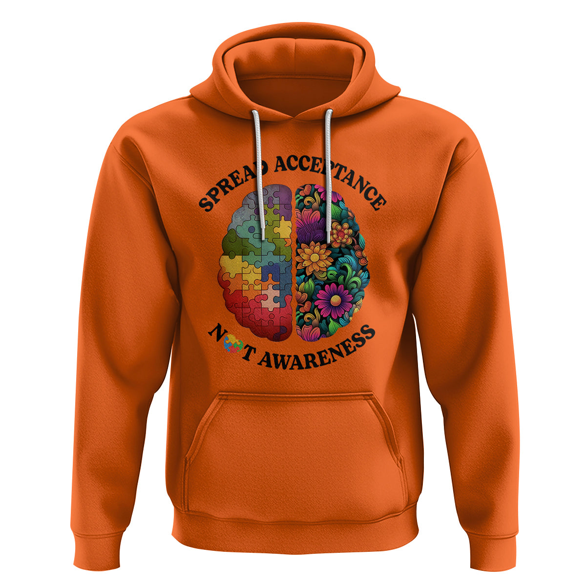 Accept Autism Hoodie Spread Acceptance Not Awareness Neurodiversity Brain - Wonder Print Shop