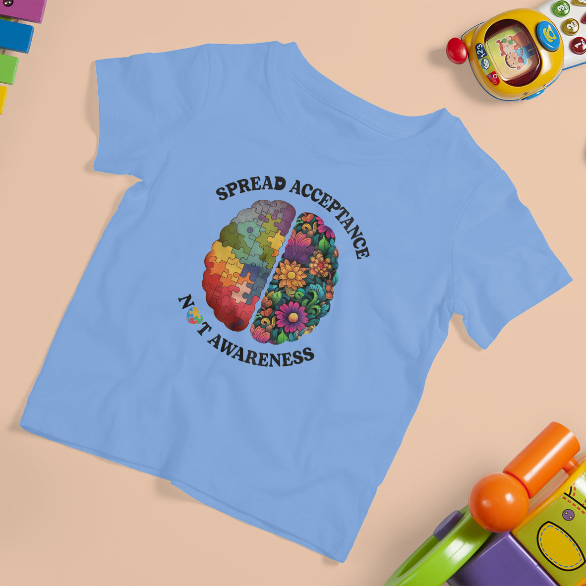 Accept Autism T Shirt For Kid Spread Acceptance Not Awareness Neurodiversity Brain - Wonder Print Shop