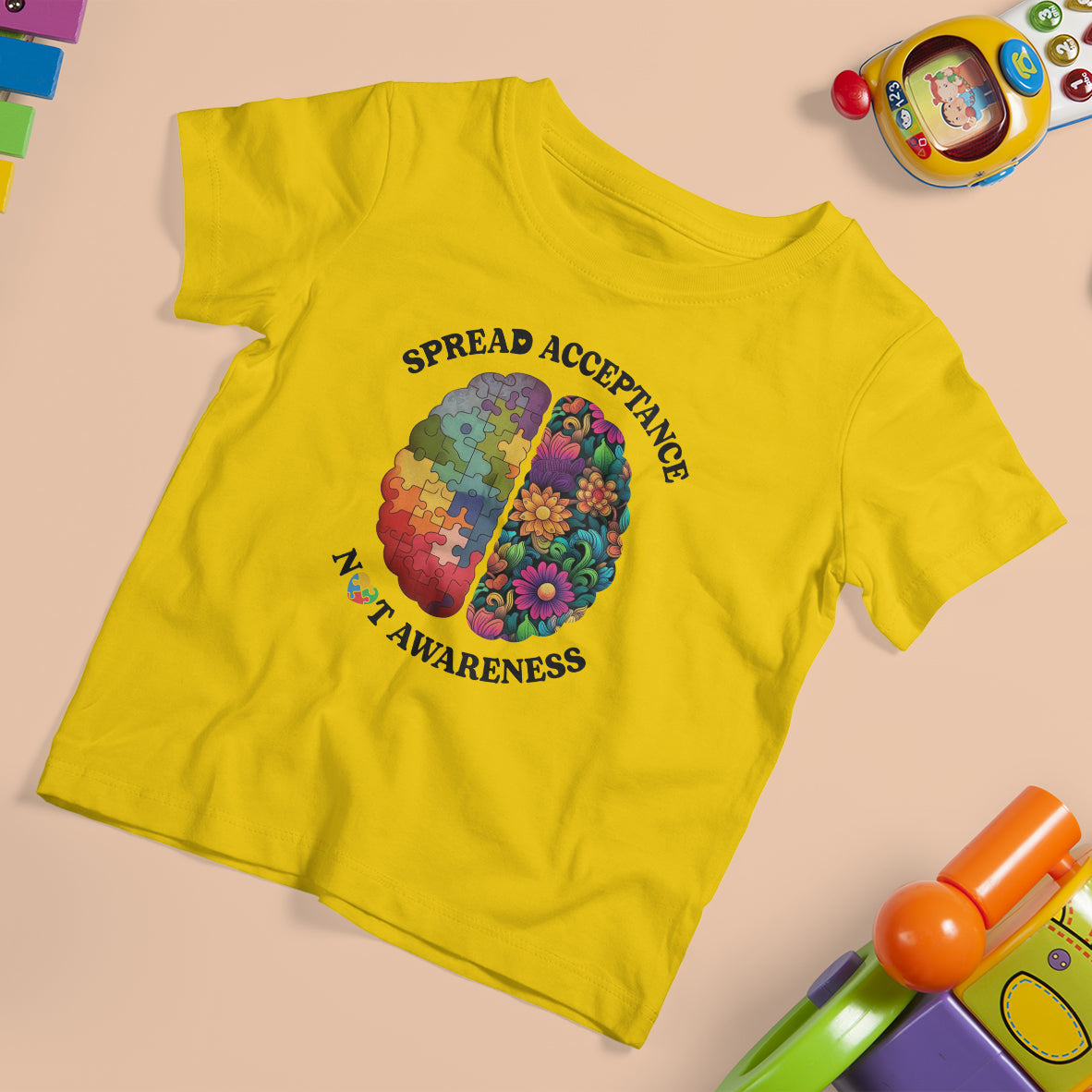 Accept Autism T Shirt For Kid Spread Acceptance Not Awareness Neurodiversity Brain - Wonder Print Shop