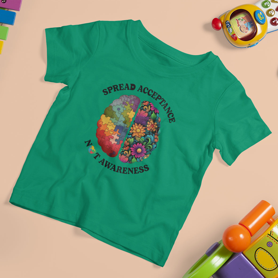 Accept Autism T Shirt For Kid Spread Acceptance Not Awareness Neurodiversity Brain - Wonder Print Shop