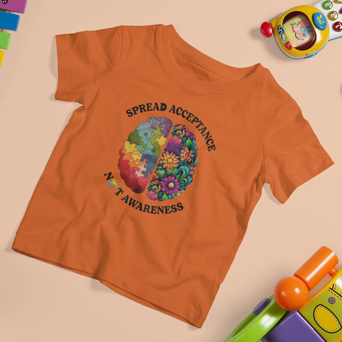 Accept Autism T Shirt For Kid Spread Acceptance Not Awareness Neurodiversity Brain - Wonder Print Shop