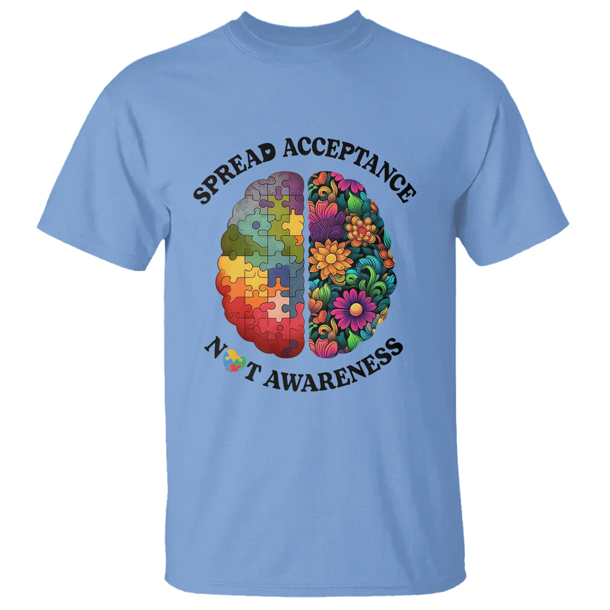 Accept Autism T Shirt Spread Acceptance Not Awareness Neurodiversity Brain - Wonder Print Shop