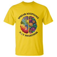 Accept Autism T Shirt Spread Acceptance Not Awareness Neurodiversity Brain - Wonder Print Shop