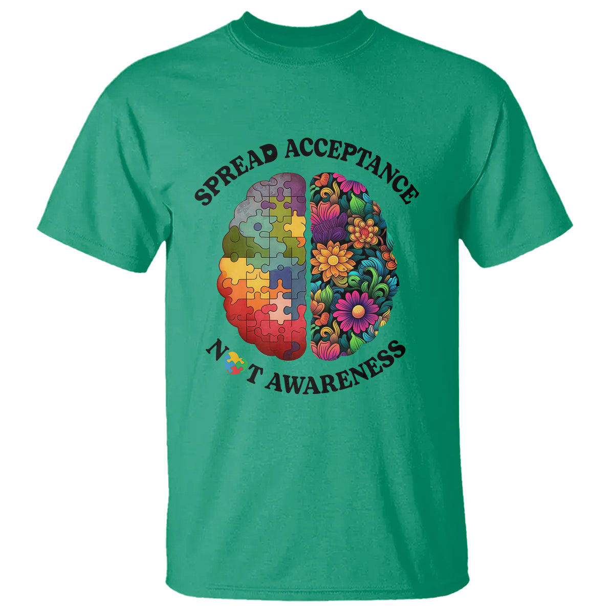 Accept Autism T Shirt Spread Acceptance Not Awareness Neurodiversity Brain - Wonder Print Shop
