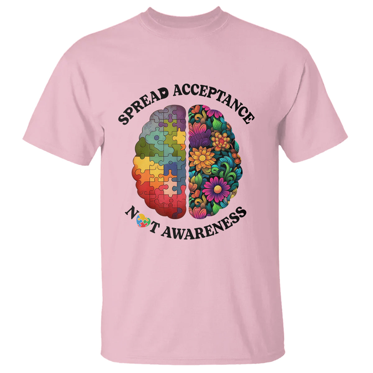 Accept Autism T Shirt Spread Acceptance Not Awareness Neurodiversity Brain - Wonder Print Shop