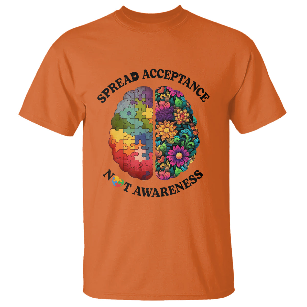 Accept Autism T Shirt Spread Acceptance Not Awareness Neurodiversity Brain - Wonder Print Shop