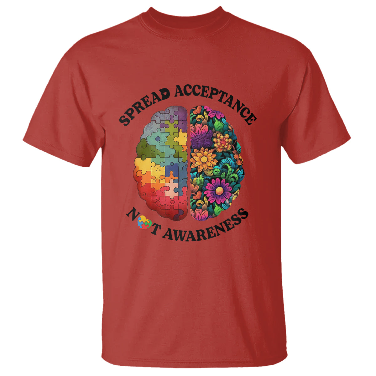 Accept Autism T Shirt Spread Acceptance Not Awareness Neurodiversity Brain - Wonder Print Shop