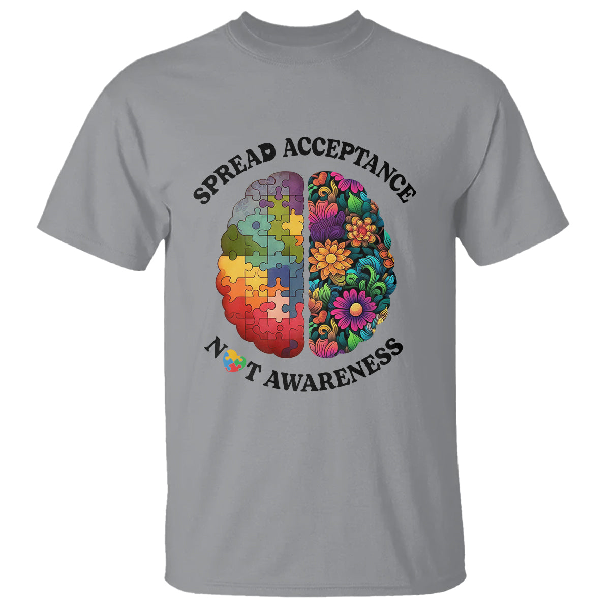 Accept Autism T Shirt Spread Acceptance Not Awareness Neurodiversity Brain - Wonder Print Shop