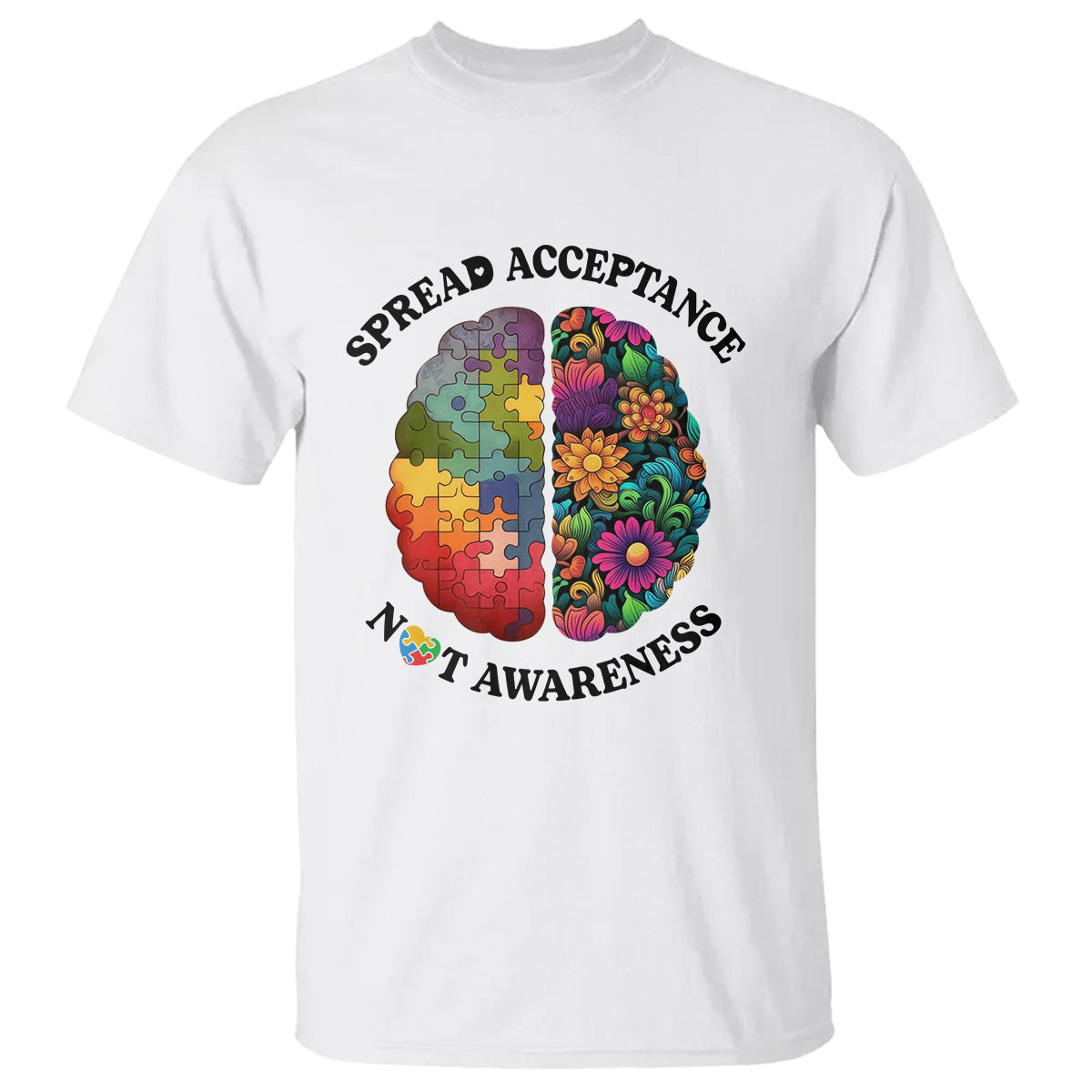 Accept Autism T Shirt Spread Acceptance Not Awareness Neurodiversity Brain - Wonder Print Shop