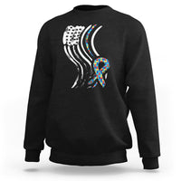 Autism Awareness Sweatshirt Spectrum Ribbon American Flag - Wonder Print Shop