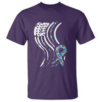 Autism Awareness T Shirt Spectrum Ribbon American Flag - Wonder Print Shop