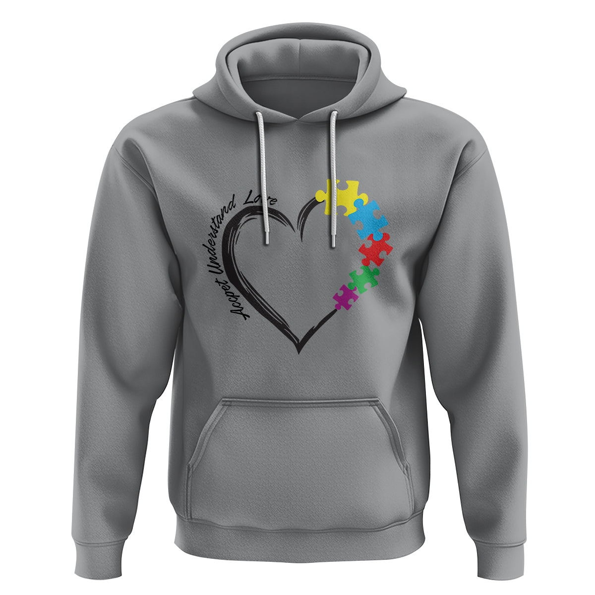 Heart Autism Awareness Hoodie Accept Understand Love Puzzle Piece - Wonder Print Shop