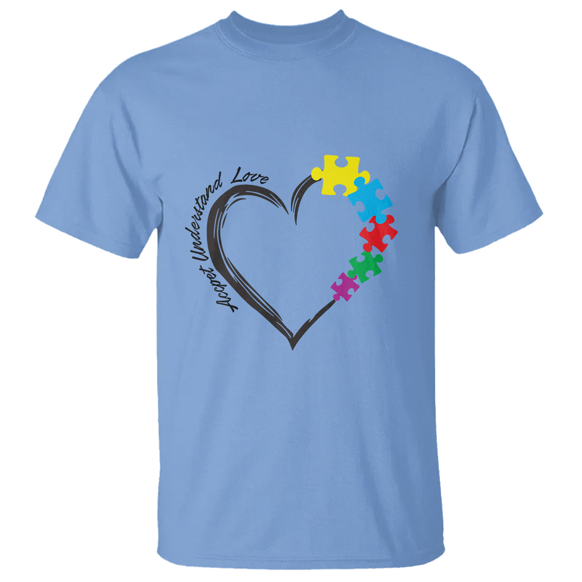 Heart Autism Awareness T Shirt Accept Understand Love Puzzle Piece - Wonder Print Shop