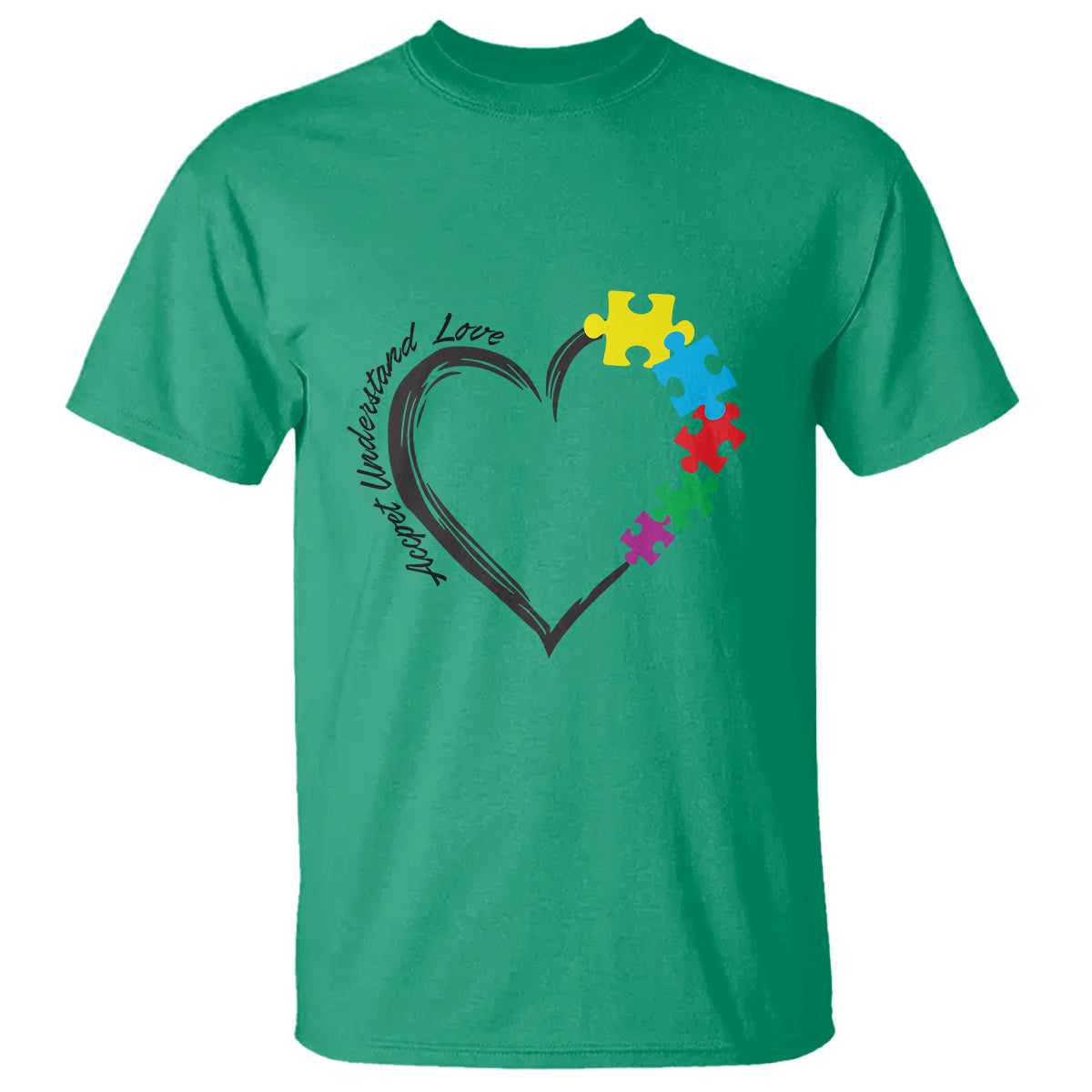 Heart Autism Awareness T Shirt Accept Understand Love Puzzle Piece - Wonder Print Shop