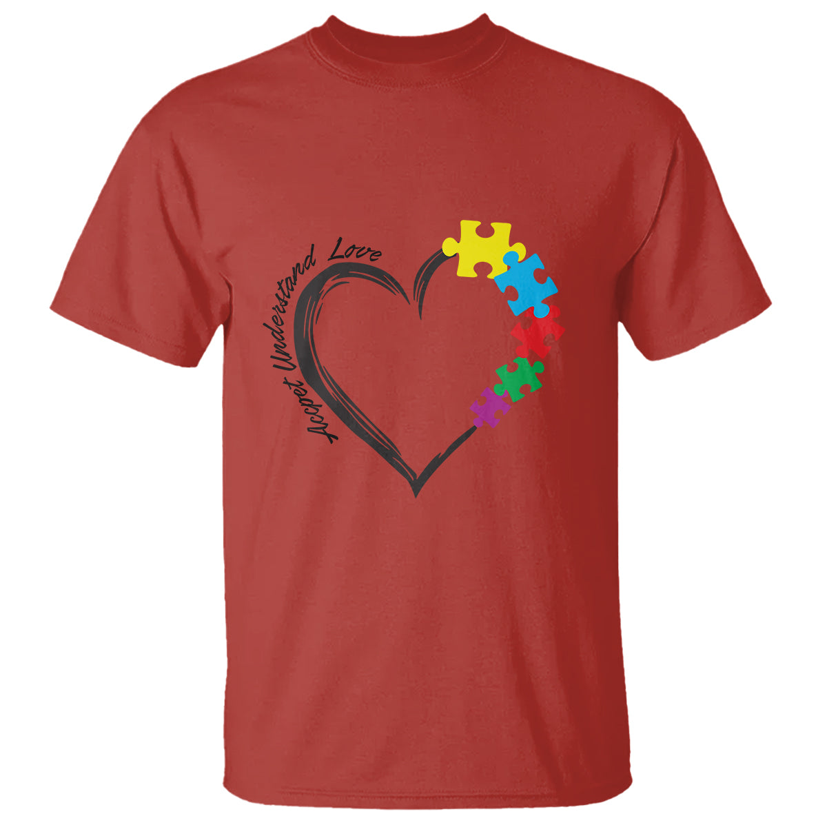 Heart Autism Awareness T Shirt Accept Understand Love Puzzle Piece - Wonder Print Shop