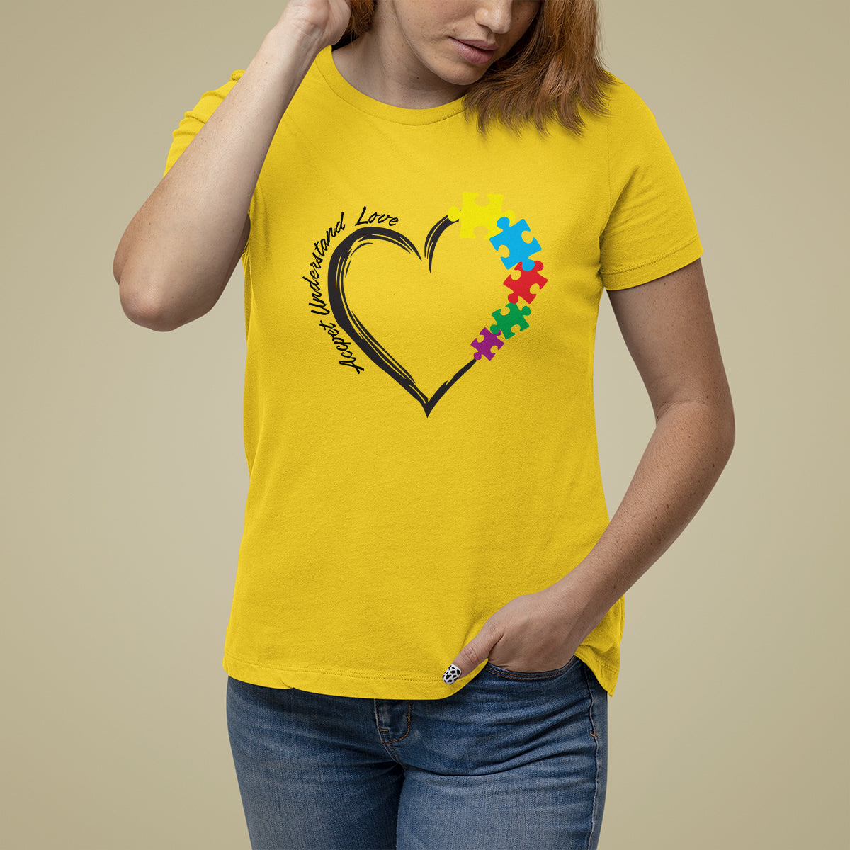 Heart Autism Awareness T Shirt For Women Accept Understand Love Puzzle Piece - Wonder Print Shop