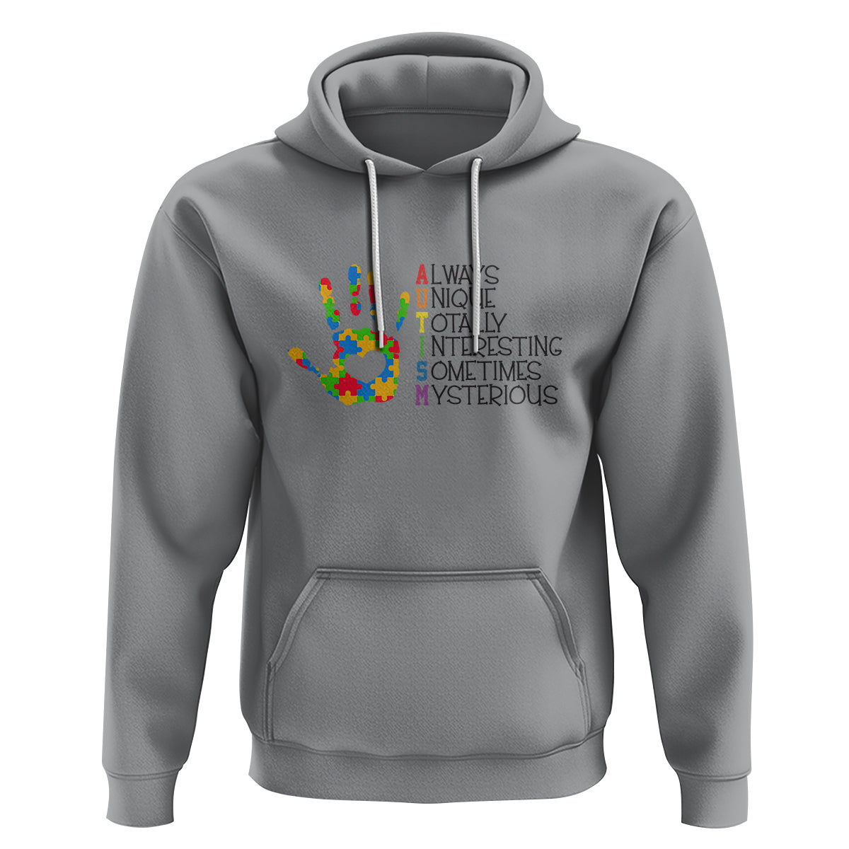 Autism Definition Hoodie Always Unique Totally Interesting Sometimes Mysterious Puzzle Hand - Wonder Print Shop