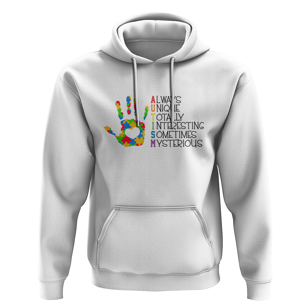 Autism Definition Hoodie Always Unique Totally Interesting Sometimes Mysterious Puzzle Hand - Wonder Print Shop