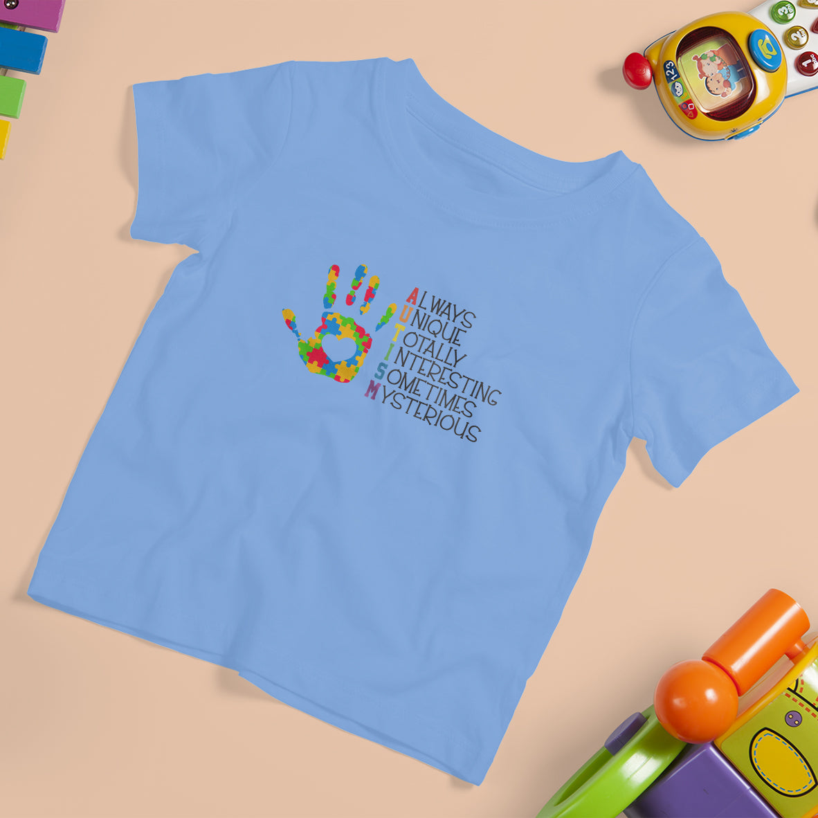 Autism Definition T Shirt For Kid Always Unique Totally Interesting Sometimes Mysterious Puzzle Hand - Wonder Print Shop