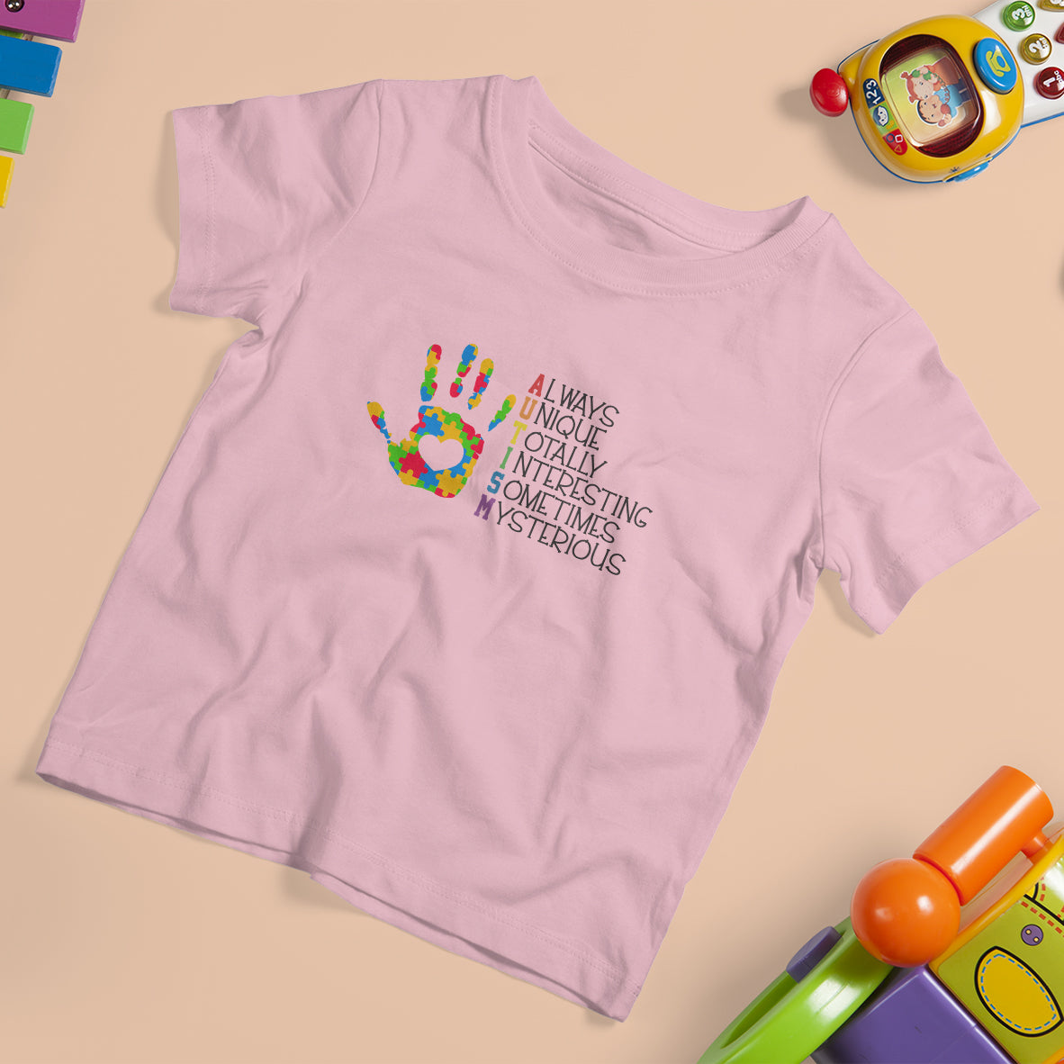 Autism Definition T Shirt For Kid Always Unique Totally Interesting Sometimes Mysterious Puzzle Hand - Wonder Print Shop