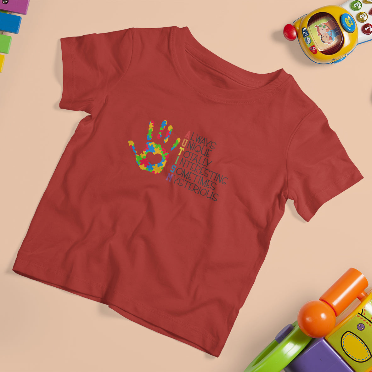 Autism Definition T Shirt For Kid Always Unique Totally Interesting Sometimes Mysterious Puzzle Hand - Wonder Print Shop