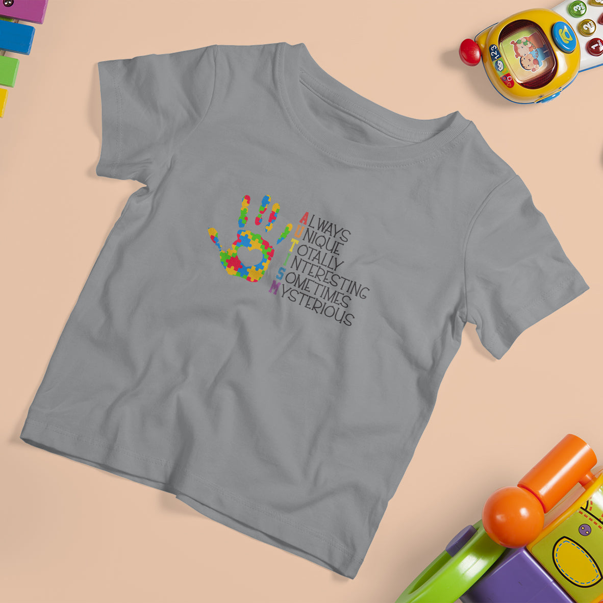 Autism Definition T Shirt For Kid Always Unique Totally Interesting Sometimes Mysterious Puzzle Hand - Wonder Print Shop