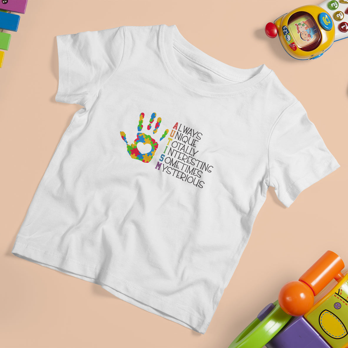 Autism Definition T Shirt For Kid Always Unique Totally Interesting Sometimes Mysterious Puzzle Hand - Wonder Print Shop