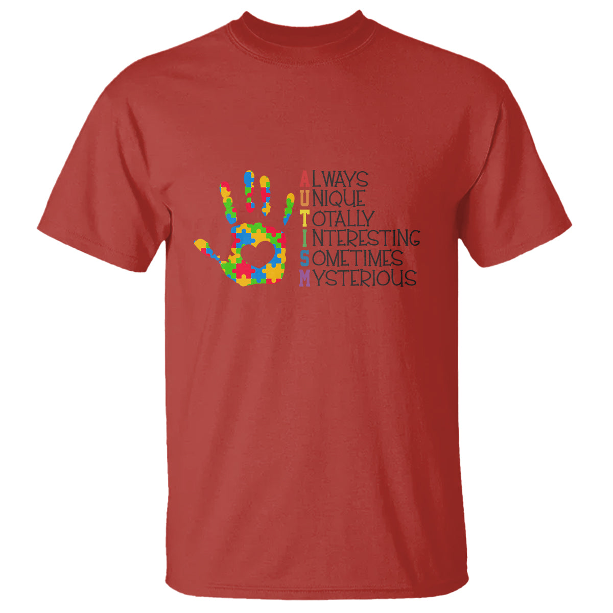 Autism Definition T Shirt Always Unique Totally Interesting Sometimes Mysterious Puzzle Hand - Wonder Print Shop