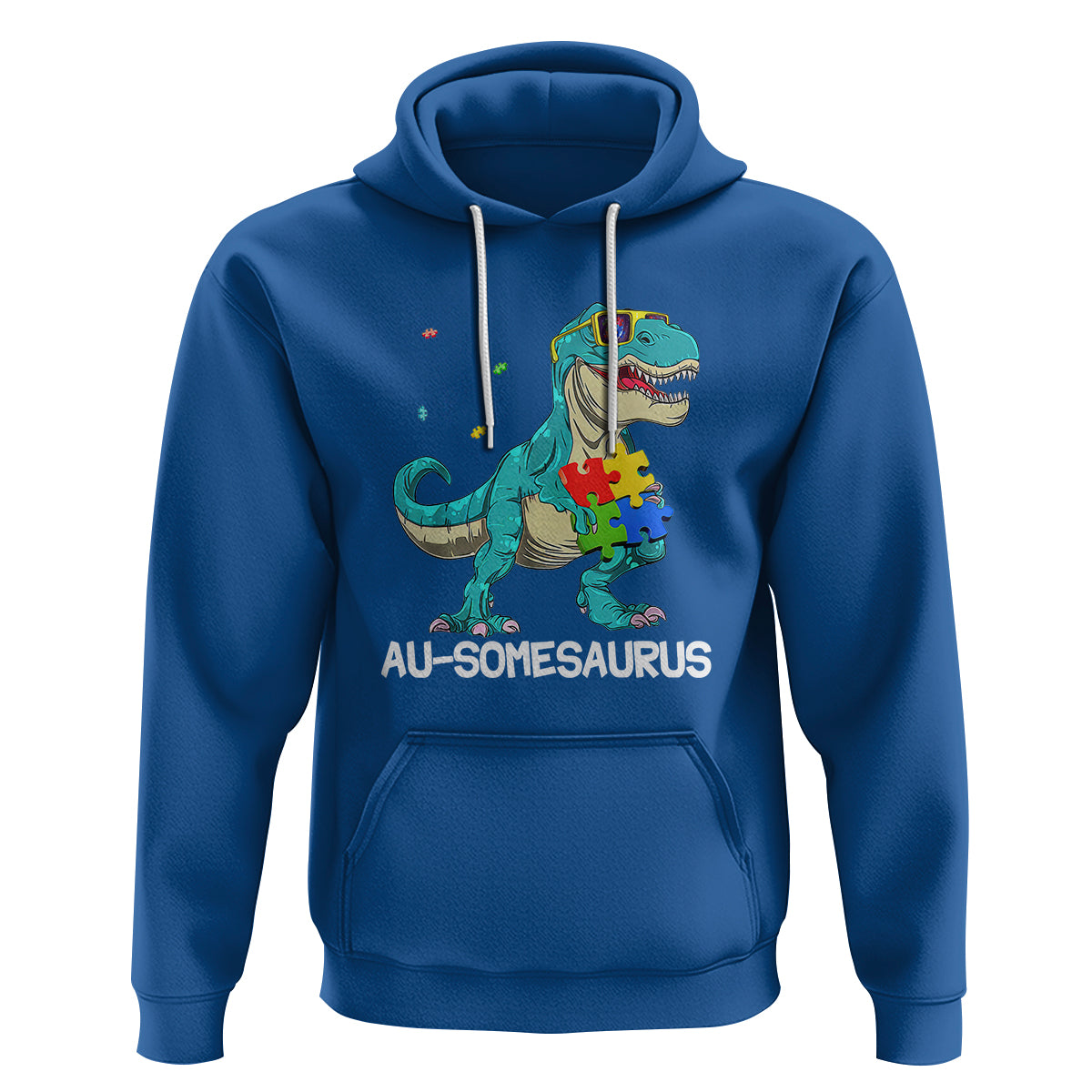 Dinosaur Autism Hoodie Au-somesaurus Word Pun Puzzle Piece - Wonder Print Shop