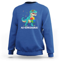 Dinosaur Autism Sweatshirt Au-somesaurus Word Pun Puzzle Piece - Wonder Print Shop