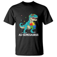 Dinosaur Autism T Shirt Au-somesaurus Word Pun Puzzle Piece - Wonder Print Shop
