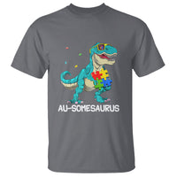 Dinosaur Autism T Shirt Au-somesaurus Word Pun Puzzle Piece - Wonder Print Shop