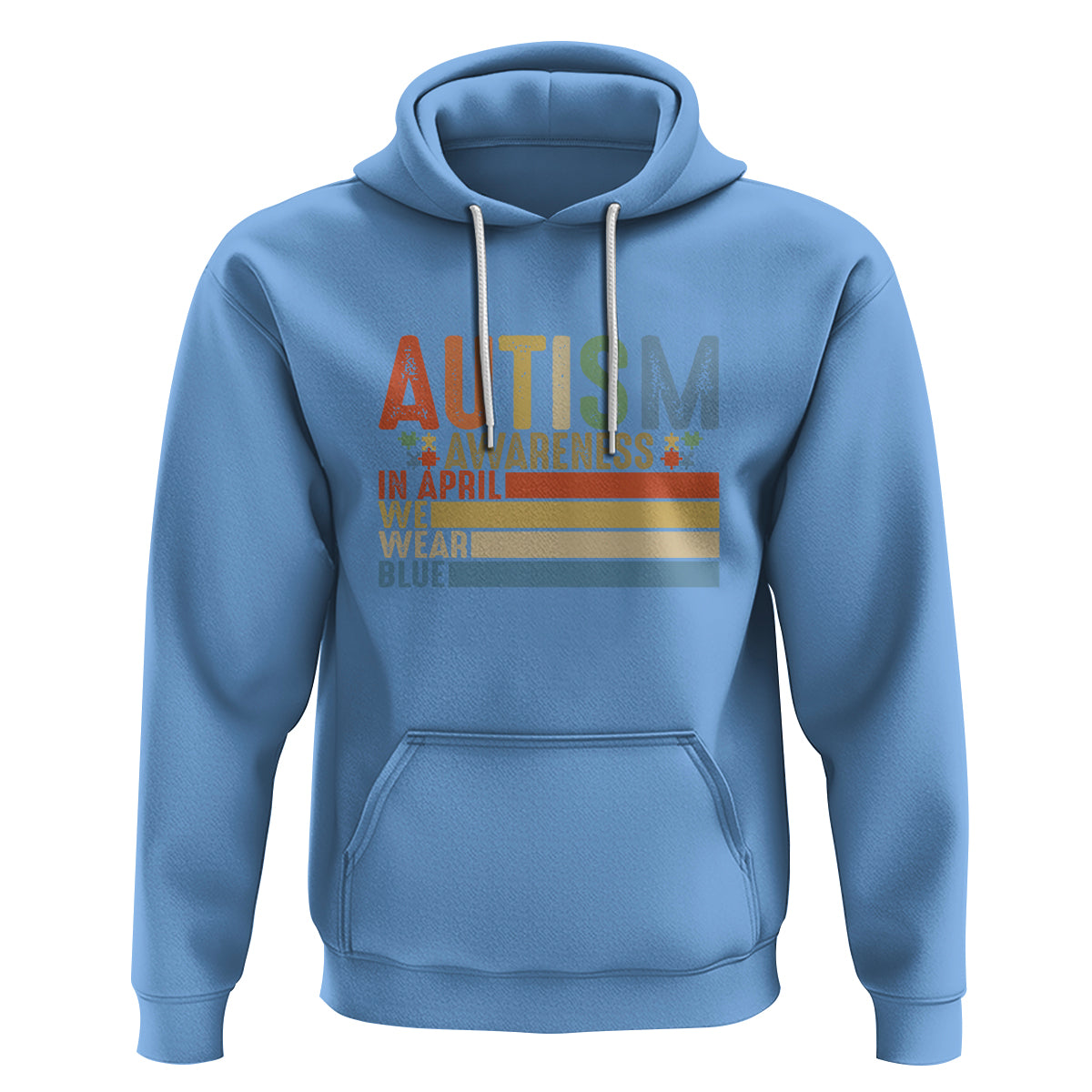 Autism Awareness Month Hoodie In April We Wear Blue Retro Vintage Puzzle Piece - Wonder Print Shop