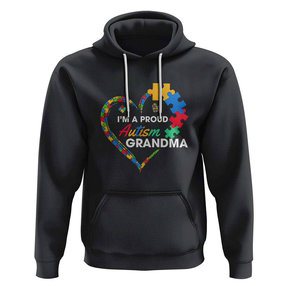 I'm A Proud Autism Grandma Hoodie Puzzle Piece Heart - Wonder Print Shop
