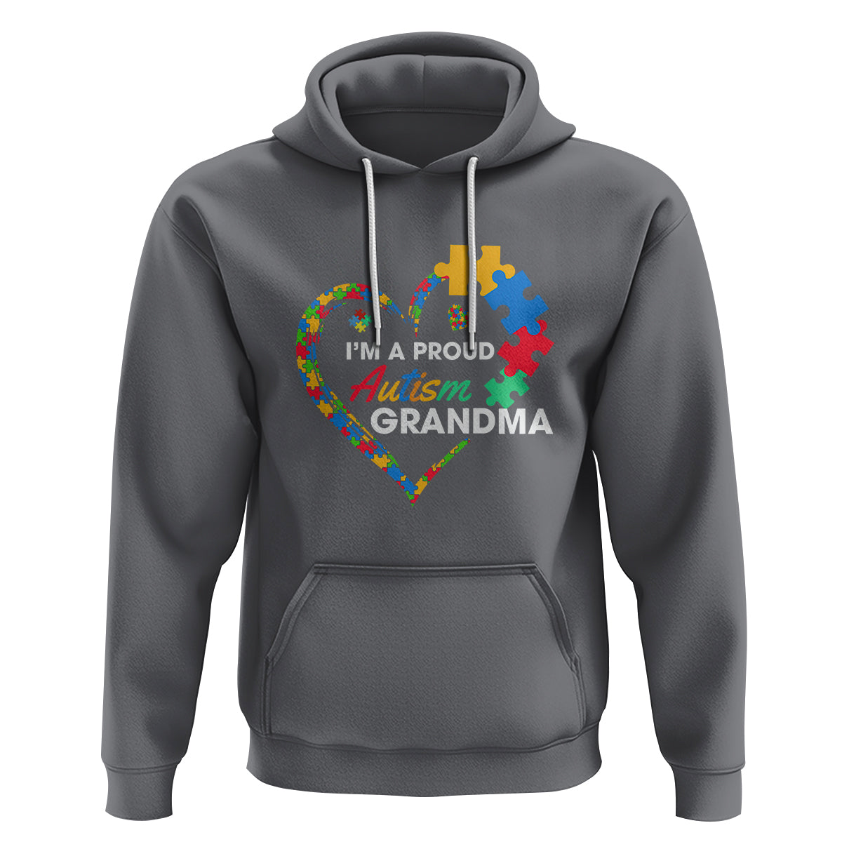 I'm A Proud Autism Grandma Hoodie Puzzle Piece Heart - Wonder Print Shop