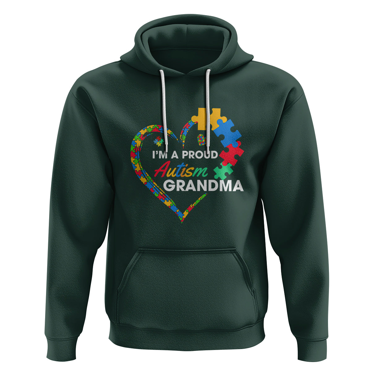 I'm A Proud Autism Grandma Hoodie Puzzle Piece Heart - Wonder Print Shop