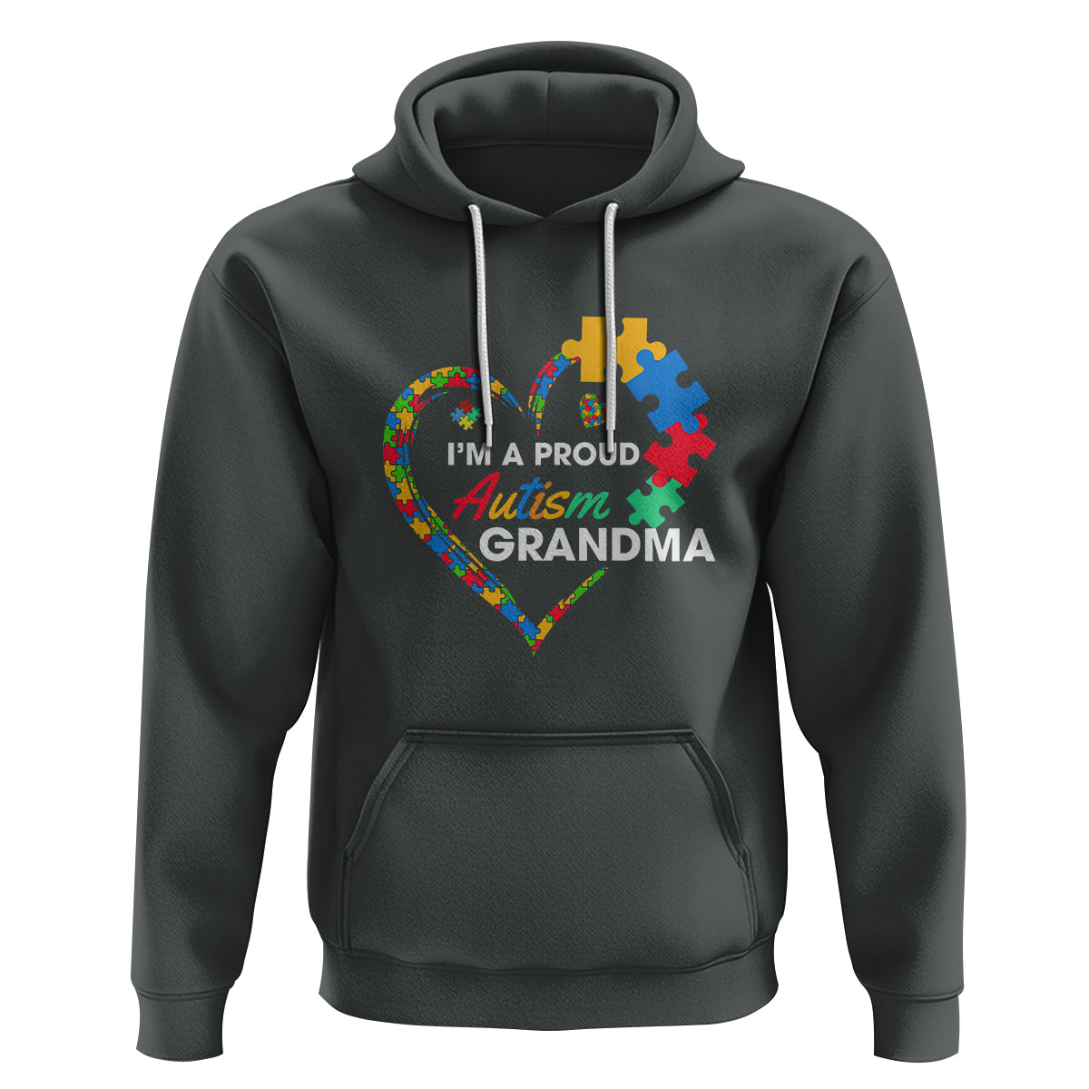 I'm A Proud Autism Grandma Hoodie Puzzle Piece Heart - Wonder Print Shop
