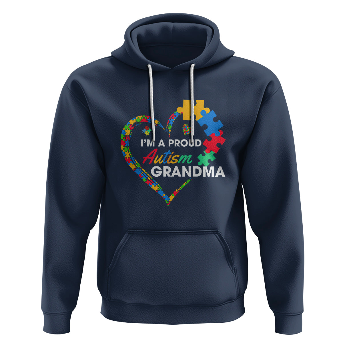 I'm A Proud Autism Grandma Hoodie Puzzle Piece Heart - Wonder Print Shop