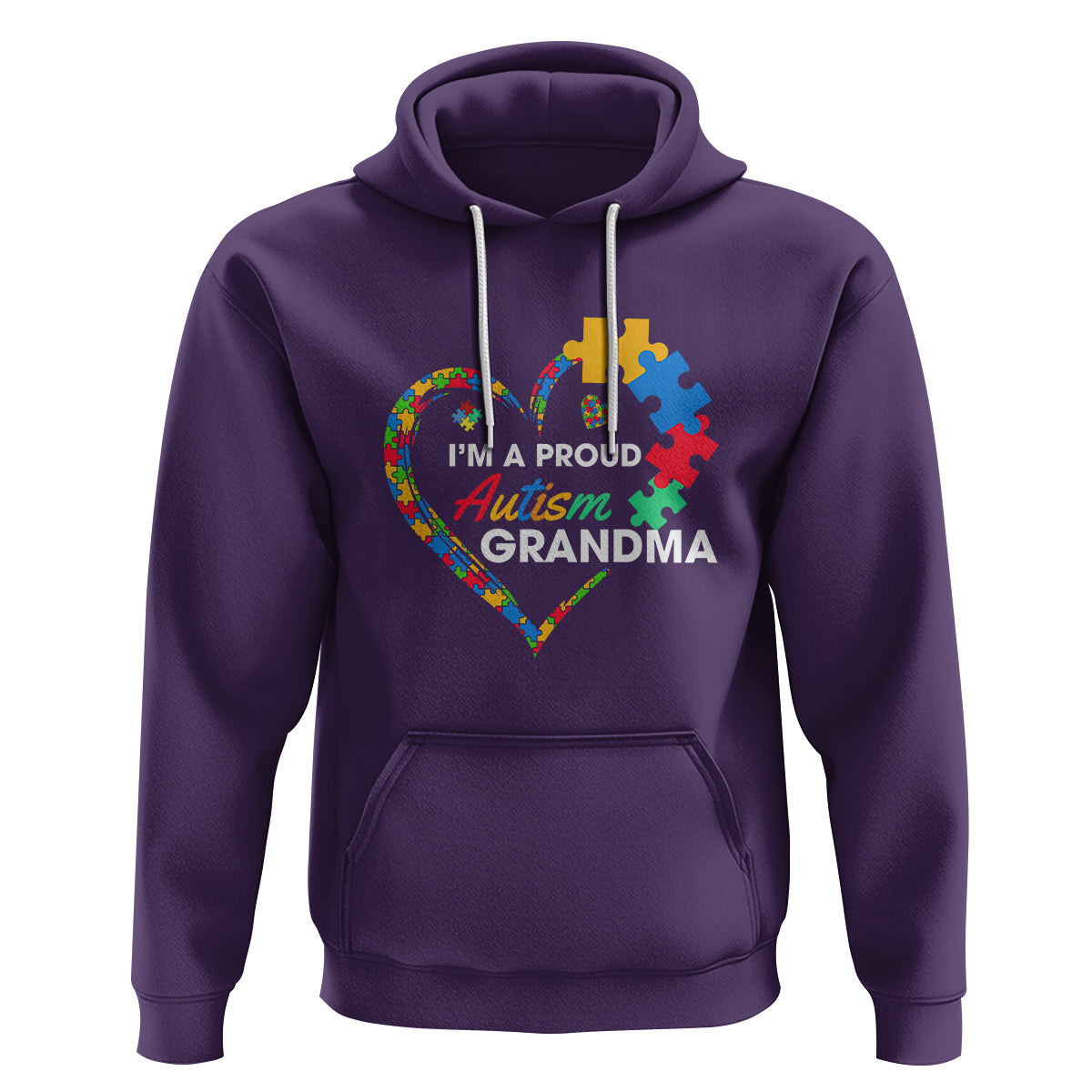 I'm A Proud Autism Grandma Hoodie Puzzle Piece Heart - Wonder Print Shop