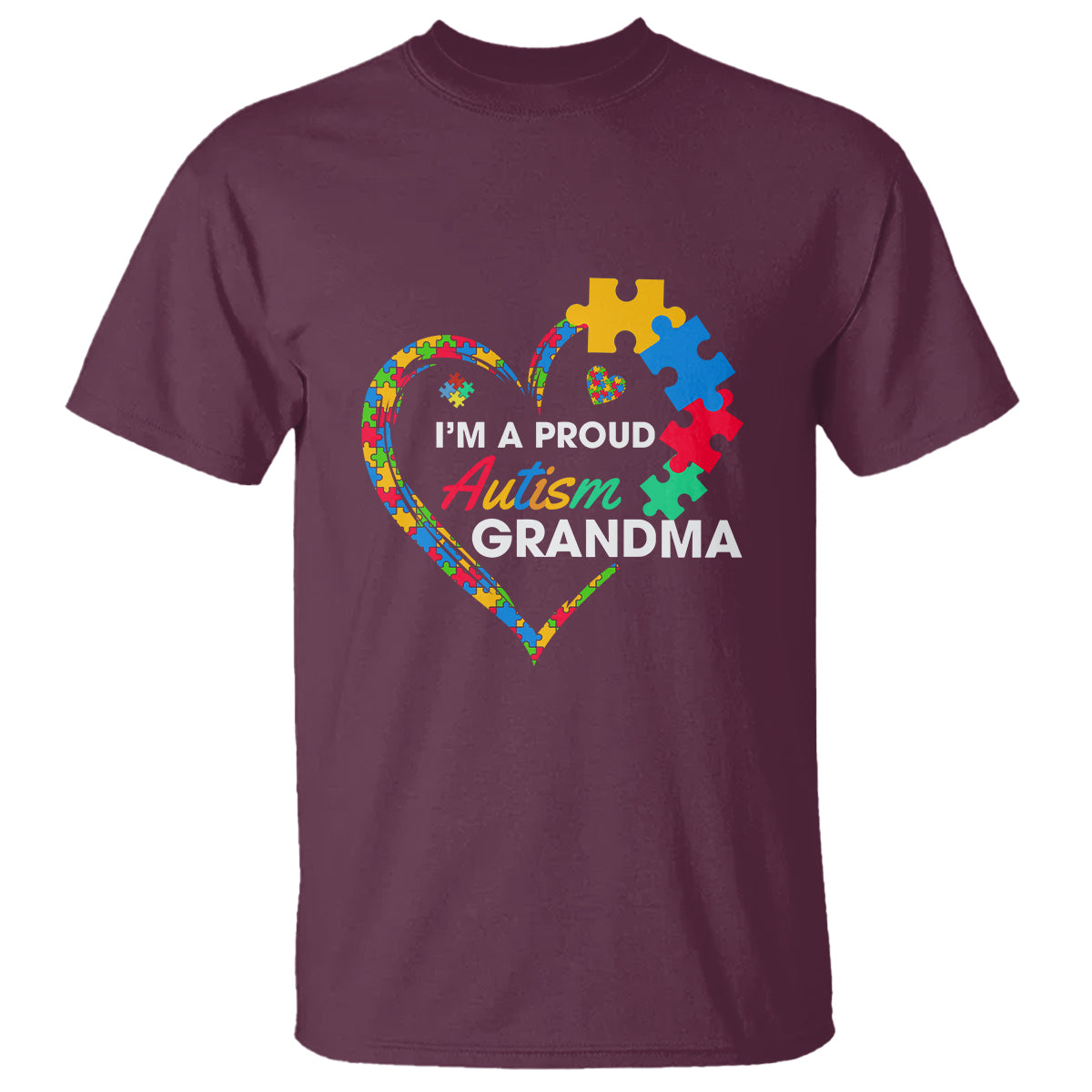 I'm A Proud Autism Grandma T Shirt Puzzle Piece Heart - Wonder Print Shop